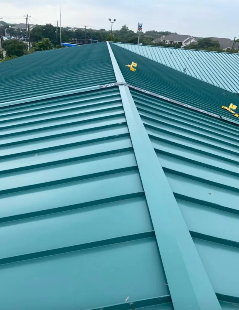 Green commercial metal roof ridge and valley for Metal Roof Repair in Dry Run
